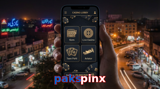 Main screen of Pakspinx app page for PK players